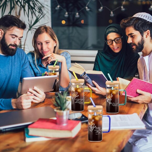 Christian Gift Set Women Glass Cups Makeup Bag Keychains Inspirational - Picture 7 of 7